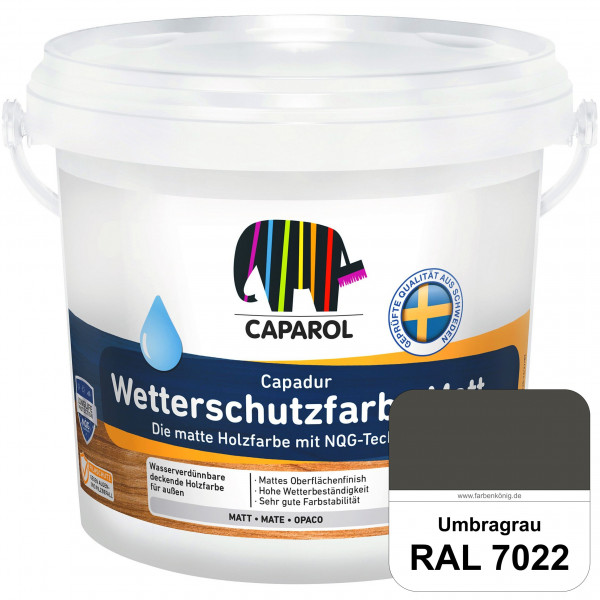 Capadur Wetterschutzfarbe Matt (RAL 7022 Umbragrau) matte Holzfarbe mit NQG-Technologie für außen