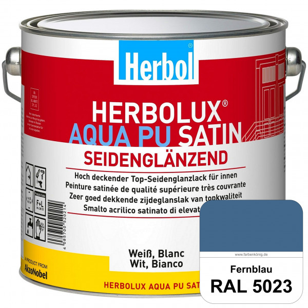 Herbolux Aqua PU Satin (RAL 5023 Fernblau) Wasserverdünnbarer Top-PU-Seidenglanzlack (Innen)