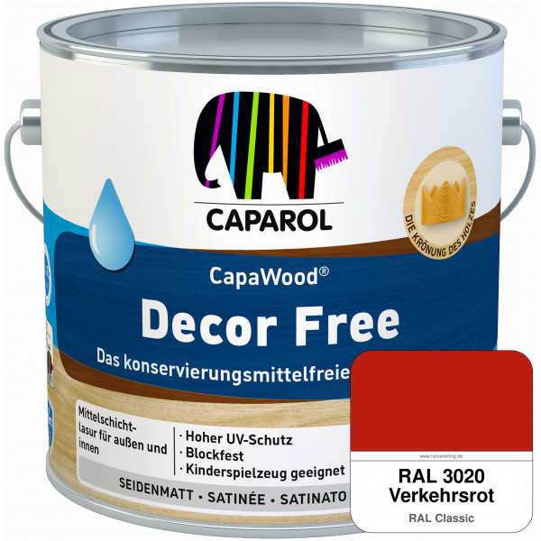 CapaWood® Decor Free (RAL 3020 Verkehrsrot) - ersetzt Capadur DecorLasur KF