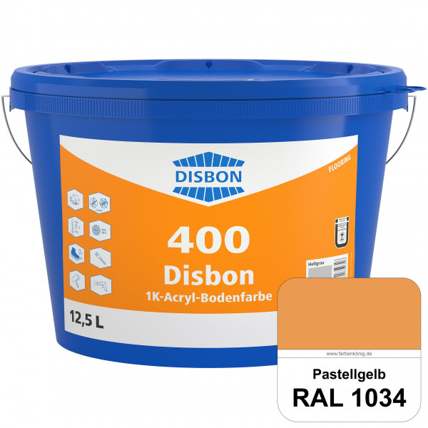 Disbon 400 1K-Acryl-Bodenfarbe (RAL 1034 Pastellgelb) Dispersionsbeschichtung für mineralische Boden