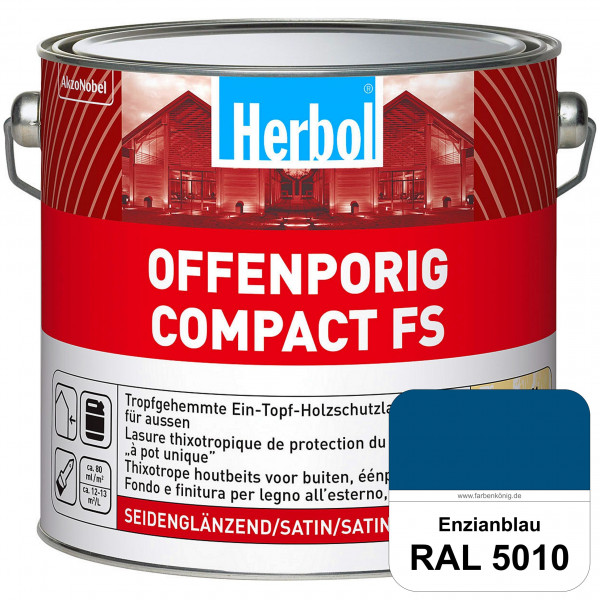 Offenporig Compact FS (RAL 5010 Enzianblau) Rationelle & thixotrope Ein-Topf-Holzlasur (außen)