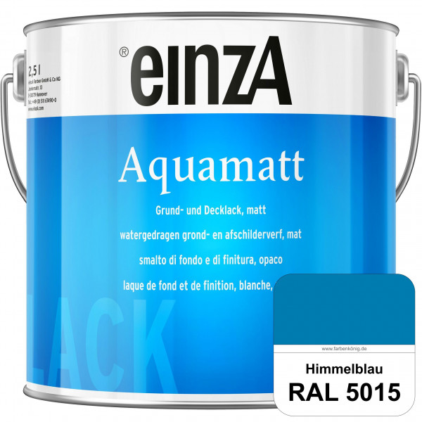 einzA Aquamatt (RAL 5015 Himmelblau) Wasserverdünnbare Vorstreichfarbe & matte Lackfarbe