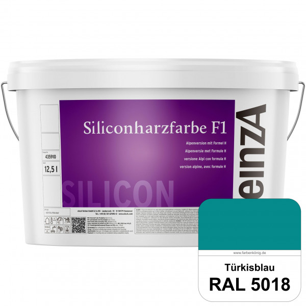 einzA Siliconharzfarbe F1 (RAL 5018 Türkisblau) Universal Siliconharz-Fassadenfarbe, kalkmatt, wette