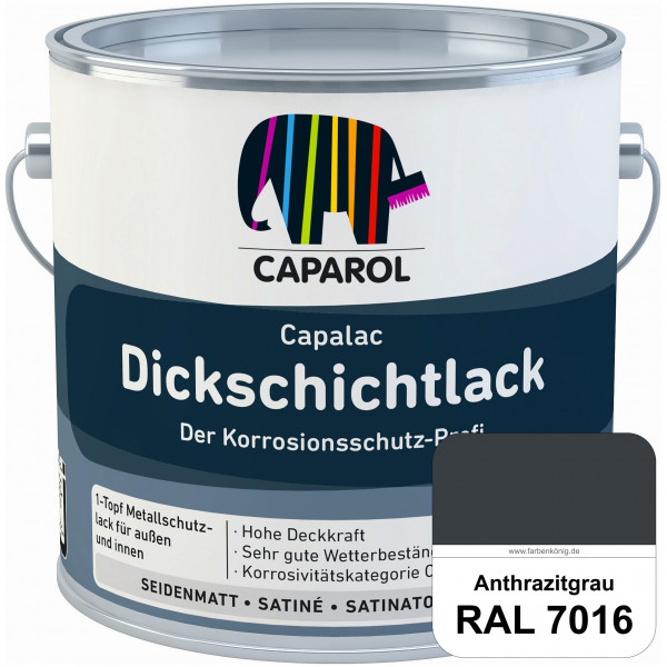 Capalac Dickschichtlack (RAL 7016 Anthrazitgrau) 1-Topf Metallschutzlack (löselmittelhaltig) innen &