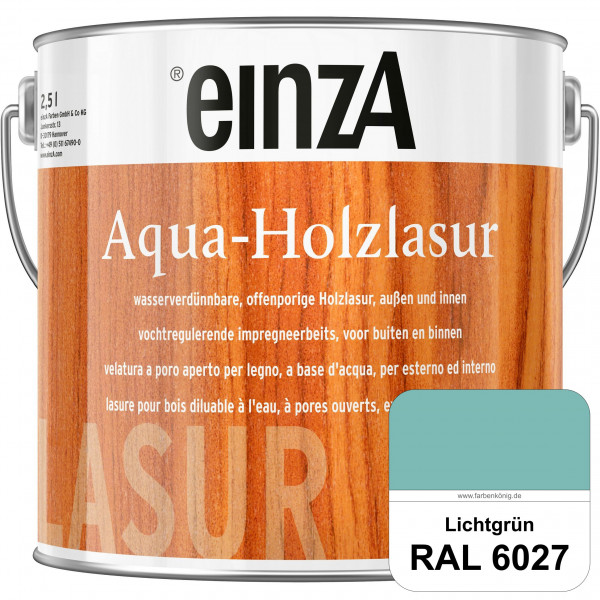 einzA Aqua-Holzlasur (RAL 6027 Lichtgrün) wasserverdünnbare offenporige Holzlasur für Holzbauteile