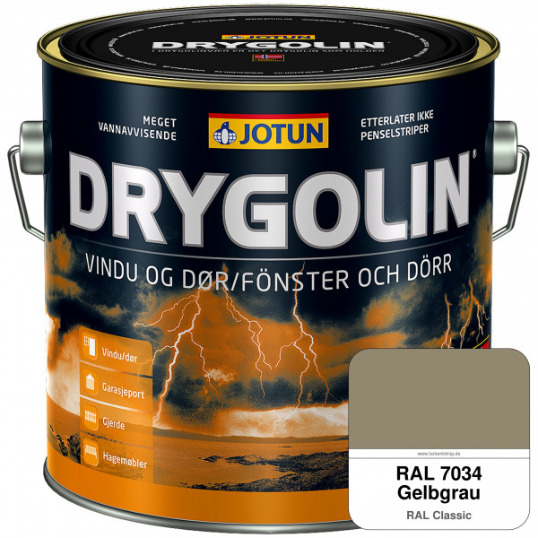 DRYGOLIN Vindu og Dør - wetterbeständige Holzschutzfarbe für Außen (RAL 7034 Gelbgrau)