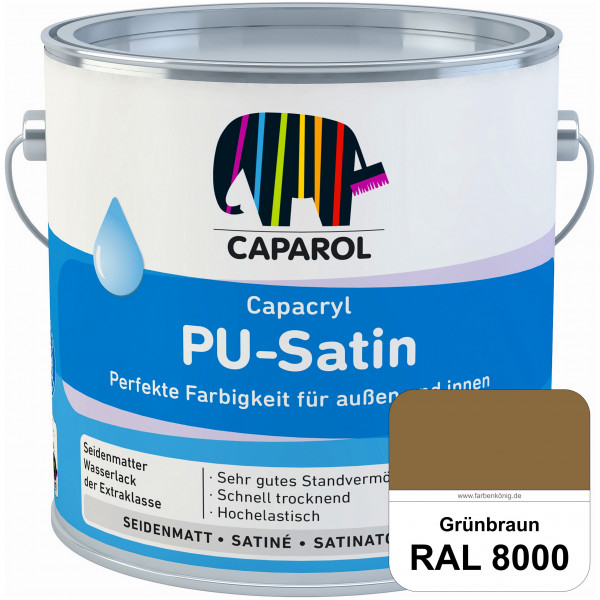 Capacryl PU-Satin (RAL 8000 Grünbraun) hochwertige Zwischen-/ Schlusslackierungen für grundierte Ho