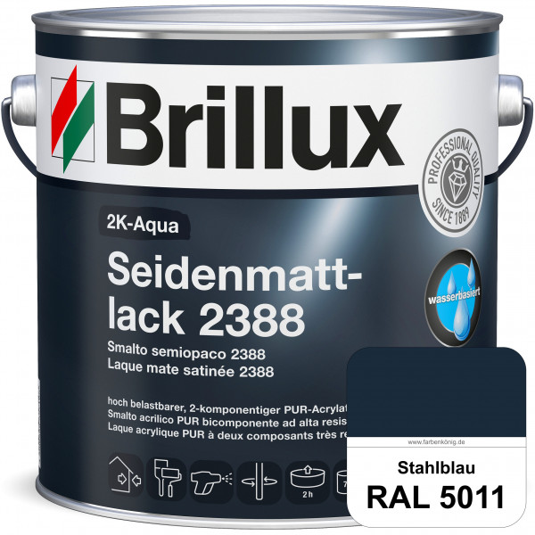 2K-Aqua Seidenmattlack 2388 (RAL 5011 Stahlblau) mechanisch und chemisch hoch belastbar für außen &