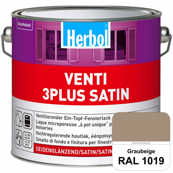 Venti 3Plus Satin (RAL 1019 Graubeige) feuchtigkeitregulierender & seidenglänzender Ein-Topf-Fenster
