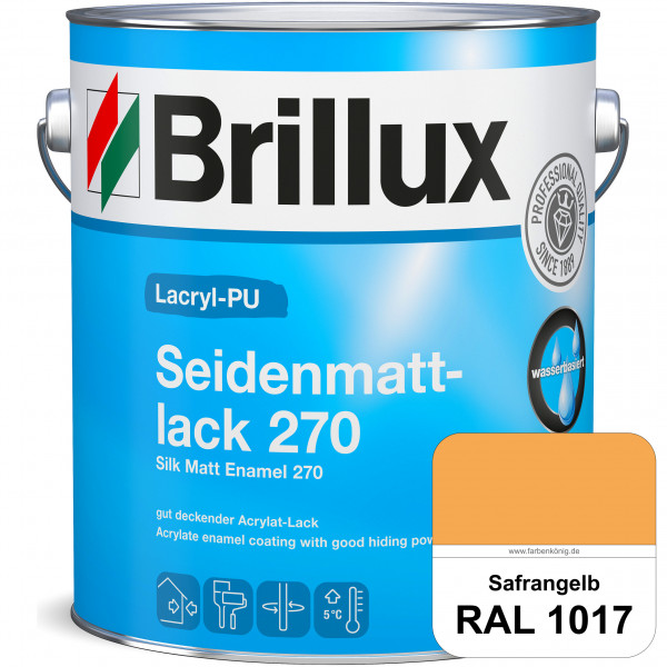 Lacryl-PU Seidenmattlack 270 (RAL 1017 Safrangelb) PU-verstärkt (wasserbasiert) für außen und innen