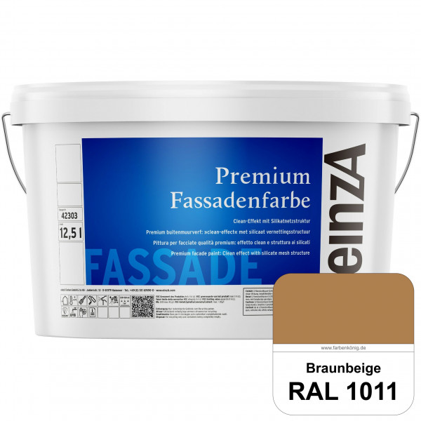 einzA Premium Fassadenfarbe (RAL 1011 Braunbeige) Hochwertige Fassadenfarbe mit Clean-Effekt