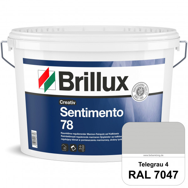 Creativ Sentimento 78 (RAL 7047 Telegrau 4) Marmor-Feinputz auf Kalkbasis, zur Erzielung matter Ober