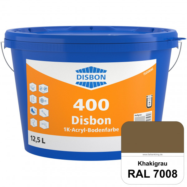 Disbon 400 1K-Acryl-Bodenfarbe (RAL 7008 Khakigrau) Dispersionsbeschichtung für mineralische Bodenfl