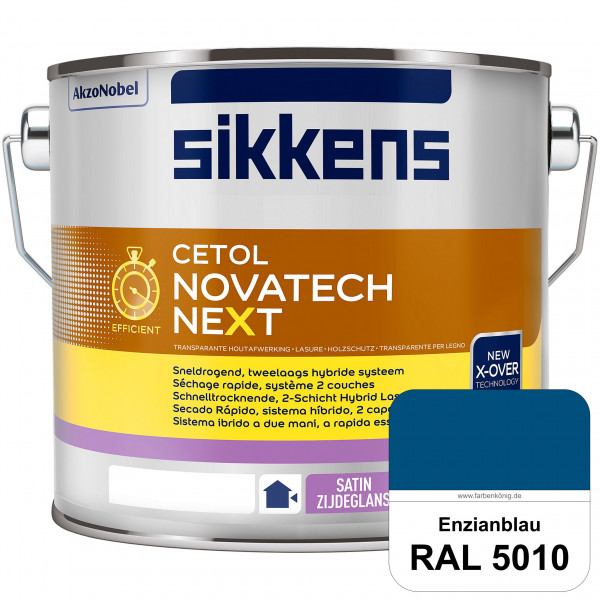 Cetol Novatech neXt (RAL 5010 Enzianblau) Schnelltrocknende Hybrid-Lasur mit höchster Wetterbeständi