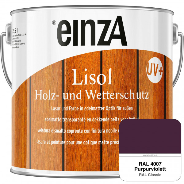 einzA Lisol Holz- und Wetterschutz Lasur und Farbe (RAL 4007 Purpurviolett)