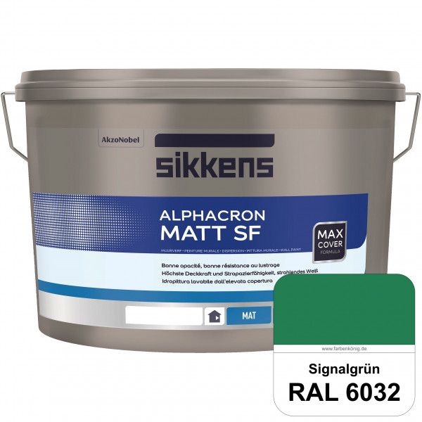 Alphacron Matt SF (RAL 6032 Signalgrün) stumpfmatte & hochwertige Premium-Wandfarbe (innen)