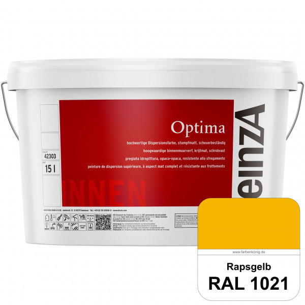 einzA Optima (RAL 1021 Rapsgelb) Stumpfmatte Dispersionsfarbe für hochwertige Anstriche