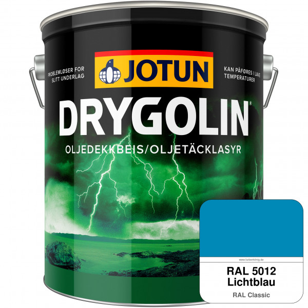 DRYGOLIN Oljedekkbeis - Deckende & wetterbeständige Öllasur für Außen (RAL 5012 Lichtblau)