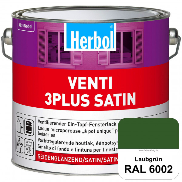 Venti 3Plus Satin (RAL 6002 Laubgrün) feuchtigkeitregulierender & seidenglänzender Ein-Topf-Fensterl