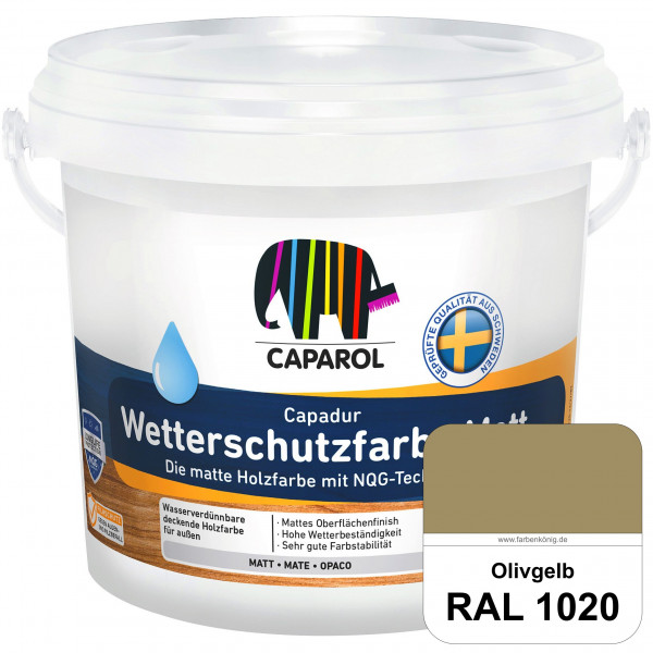 Capadur Wetterschutzfarbe Matt (RAL 1020 Olivgelb) matte Holzfarbe mit NQG-Technologie für außen
