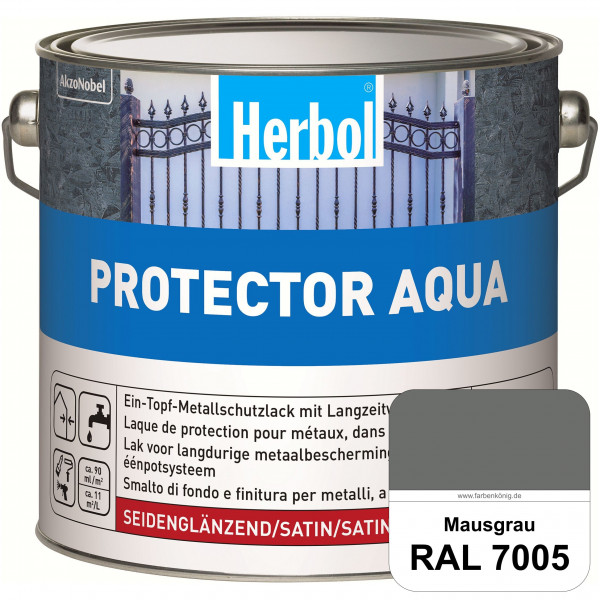 Protector Aqua (RAL 7005 Mausgrau) Lack für Eisen, Stahl und NE-Metalle (Innen&Außen)