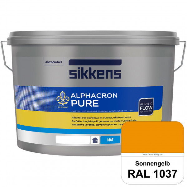 Alphacron Pure (RAL 1037 Sonnengelb) Edelmatte & hochertige Premium Wandfarbe für glatte Untergründe