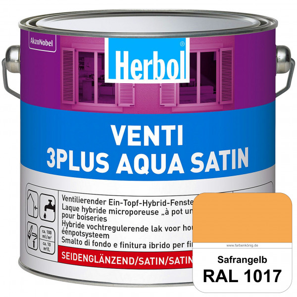Venti 3Plus Aqua Satin (RAL 1017 Safrangelb) wasserbasierter & feuchtigkeitregulierender Ein-Topf-Fe