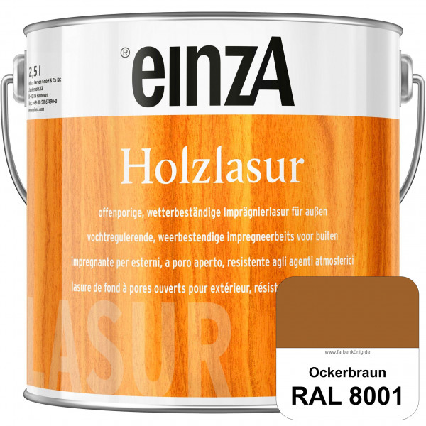 einzA Holzlasur (RAL 8001 Ockerbraun) Offenporige Imprägnierlasur für Außen-Holzbauteile