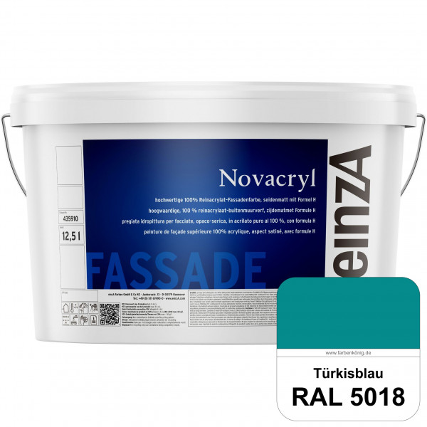 einzA Novacryl (RAL 5018 Türkisblau) Reinacrylat-Fassadenfarbe, seidenmatt