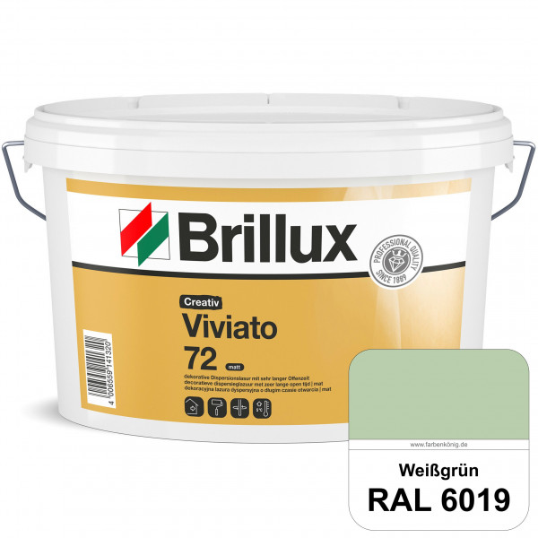 Creativ Viviato 72 (RAL 6019 Weißgrün) Tuchmatte Dispersionslasur für die dekorative Wandgestaltung