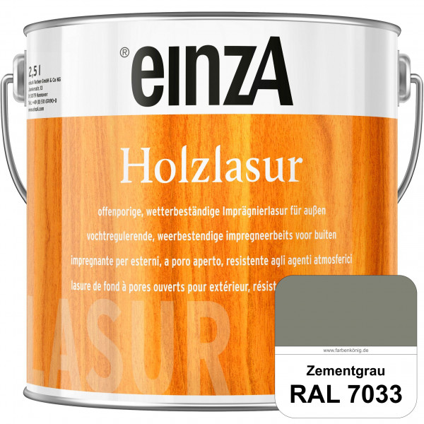 einzA Holzlasur (RAL 7033 Zementgrau) Offenporige Imprägnierlasur für Außen-Holzbauteile