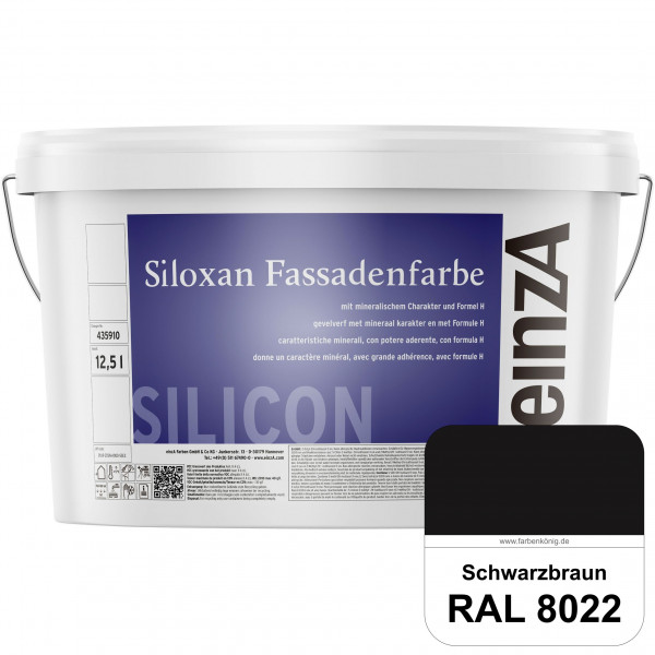 einzA Siloxan Fassadenfarbe (RAL 8022 Schwarzbraun) Siliconvergütete Fassadenfarbe