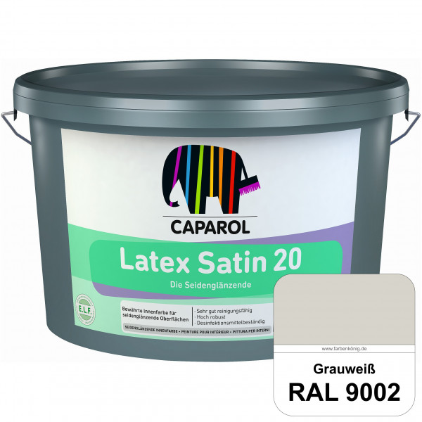 Latex Satin 20 (RAL 9002 Grauweiß) strapazierfähige seidenglänzende Latexfarbe (Innen)
