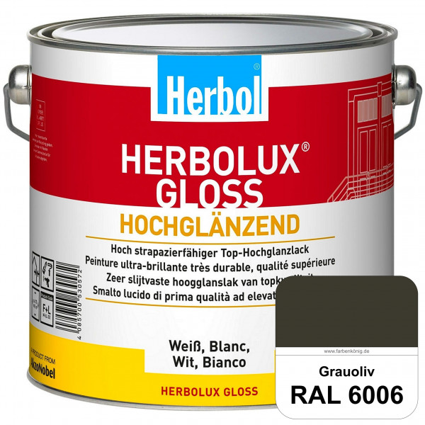 Herbolux Gloss (RAL 6006 Grauoliv) strapazierfähiger Top-Hochglanzlack (lösemittelhaltig) für innen