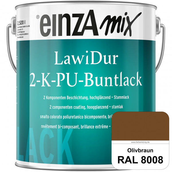 einzA LawiDur 2-K-PU-Buntlack - Hochglanz (RAL 8008 Olivbraun)
