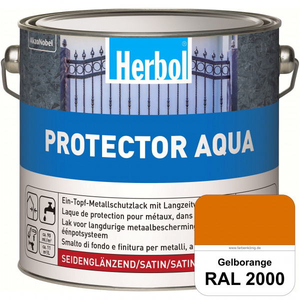 Protector Aqua (RAL 2000 Gelborange) Lack für Eisen, Stahl und NE-Metalle (Innen&Außen)