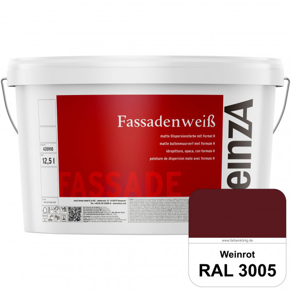 einzA Fassadenweiß (RAL 3005 Weinrot) Sil-Fassadenfarbe gegen Schmutz & Vergrünung