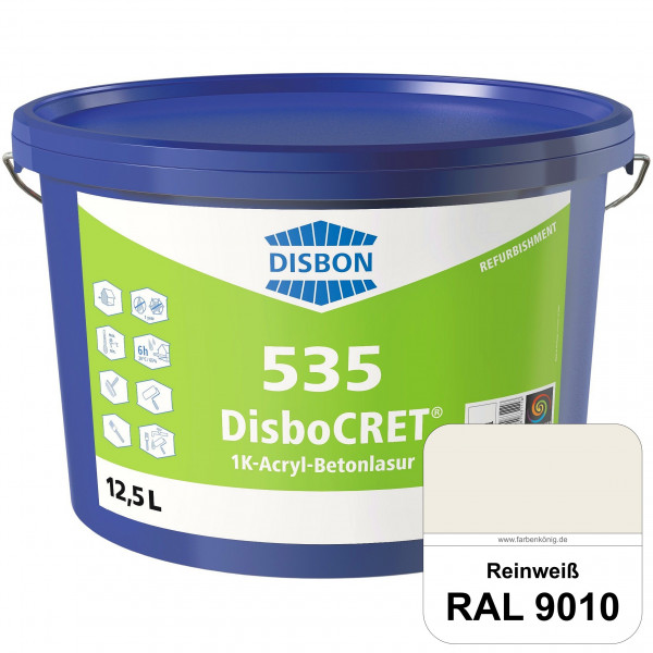 DisboCRET 535 1K-Acryl-Betonlasur (RAL 9010 Reinweiß) Schutzbeschichtung für Beton im Außenbereich -
