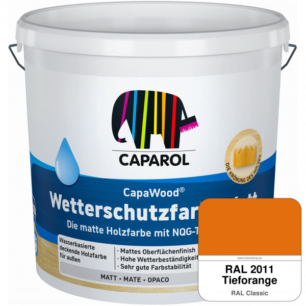 CapaWood® Wetterschutzfarbe Matt (RAL 2011 Tieforange) - ersetzt Capadur Wetterschutzfarbe Matt