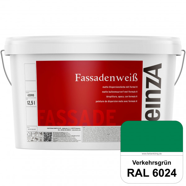 einzA Fassadenweiß (RAL 6024 Verkehrsgrün) Sil-Fassadenfarbe gegen Schmutz & Vergrünung