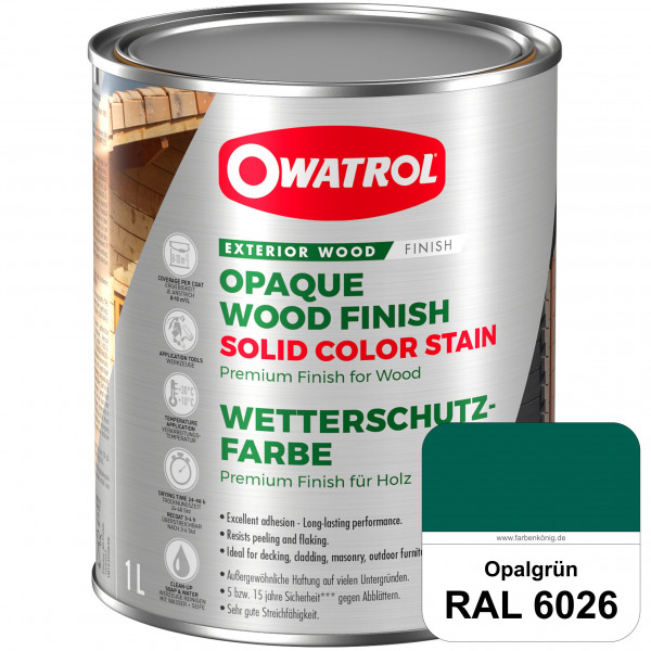 Solid Color Stain (RAL 6026 Opalgrün) deckende und matte Wetterschutzfarbe außen
