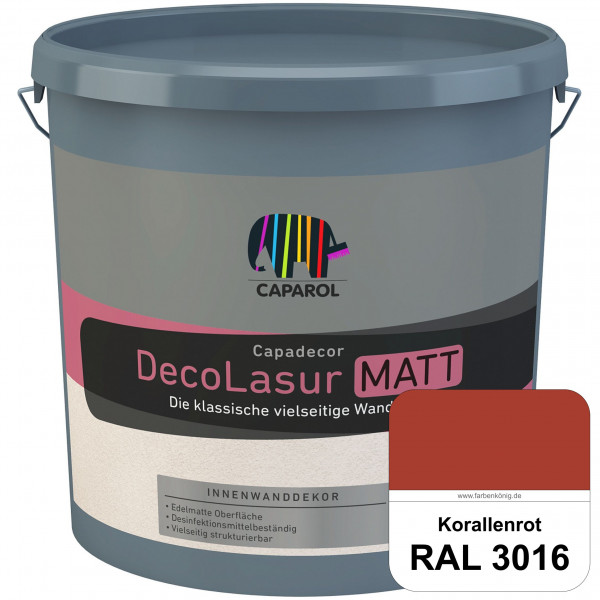 Capadecor DecoLasur Matt (RAL 3016 Korallenrot) Matte Lasurfarbe auf Dispersionsbasis (innen)