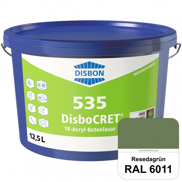 DisboCRET 535 1K-Acryl-Betonlasur (RAL 6011 Resedagrün) Schutzbeschichtung für Beton im Außenbereich