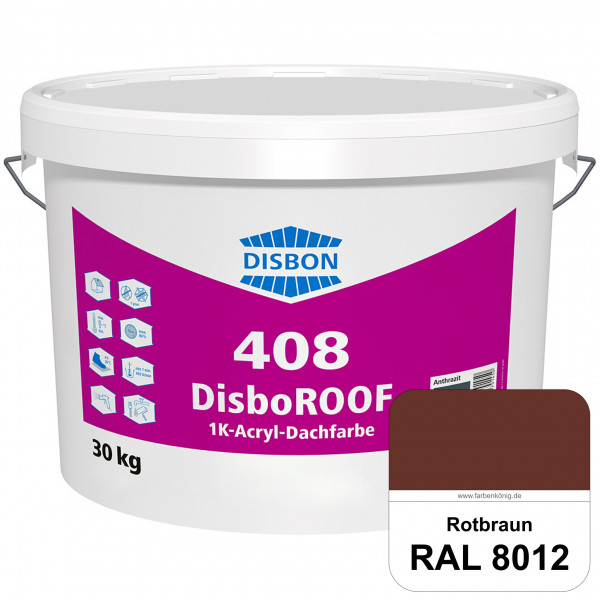 DisboROOF 408 1K-Acryl-Dachfarbe (RAL 8012 Rotbraun) Elastische Reinacrylatbeschichtung für Betondac