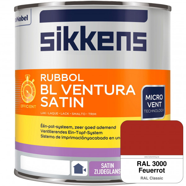 Rubbol BL Ventura Satin NEU (RAL 3000 Feuerrot) Seidenglanzlack (wasserbasiert) Fenster außen