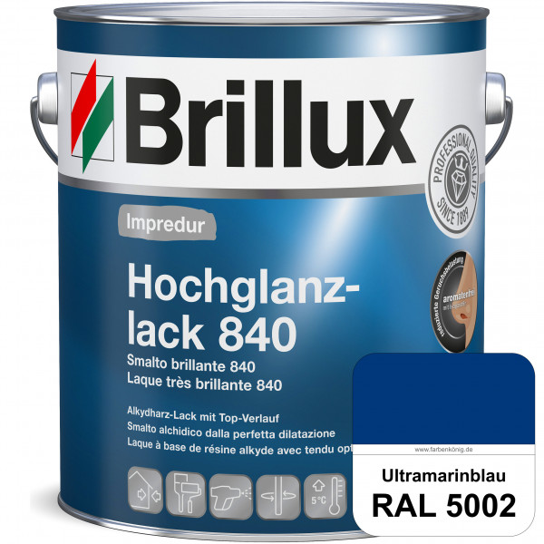 Impredur Hochglanzlack 840 (RAL 5002 Ultramarinblau) für Holz- und Metallflächen (löselmittelhaltig)