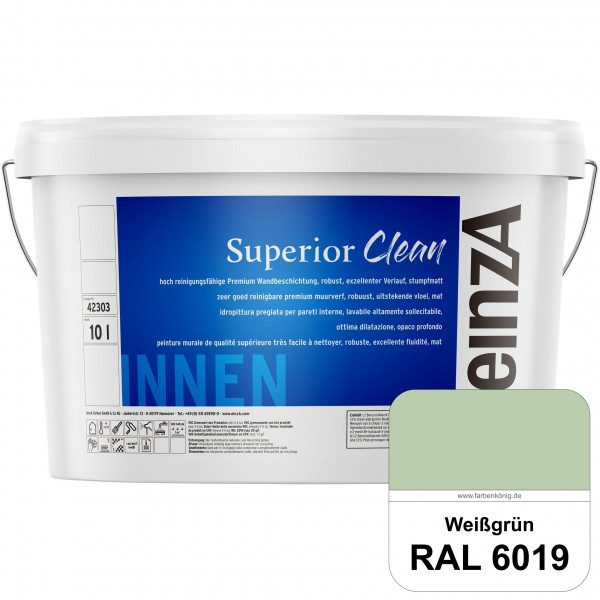 einzA Superior Clean (RAL 6019 Weißgrün) Hoch reinigungsfähige, stumpfmatte Premium-Wandbeschichtung