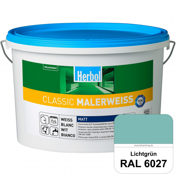 Classic Malerweiss (RAL 6027 Lichtgrün) Universell wirtschaftliche & matte Wandfarbe