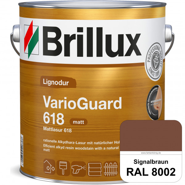 Mattlasur 618 (RAL 8002 Signalbraun) matte & wetterbeständige Lasur (lösemittelhaltig) für Laub- und