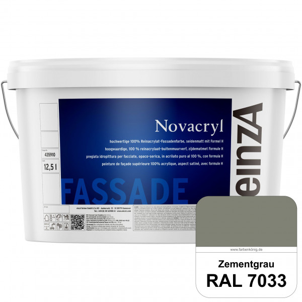 einzA Novacryl (RAL 7033 Zementgrau) Reinacrylat-Fassadenfarbe, seidenmatt
